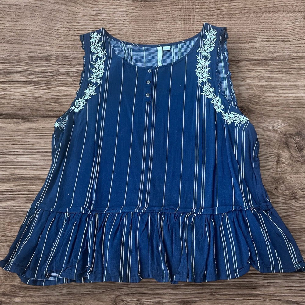 Lauren Conrad Sleeveless Top with Embroidered Details